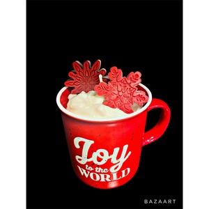 Christmas Snowflake "Joy to the World" Coffee Mug Candle